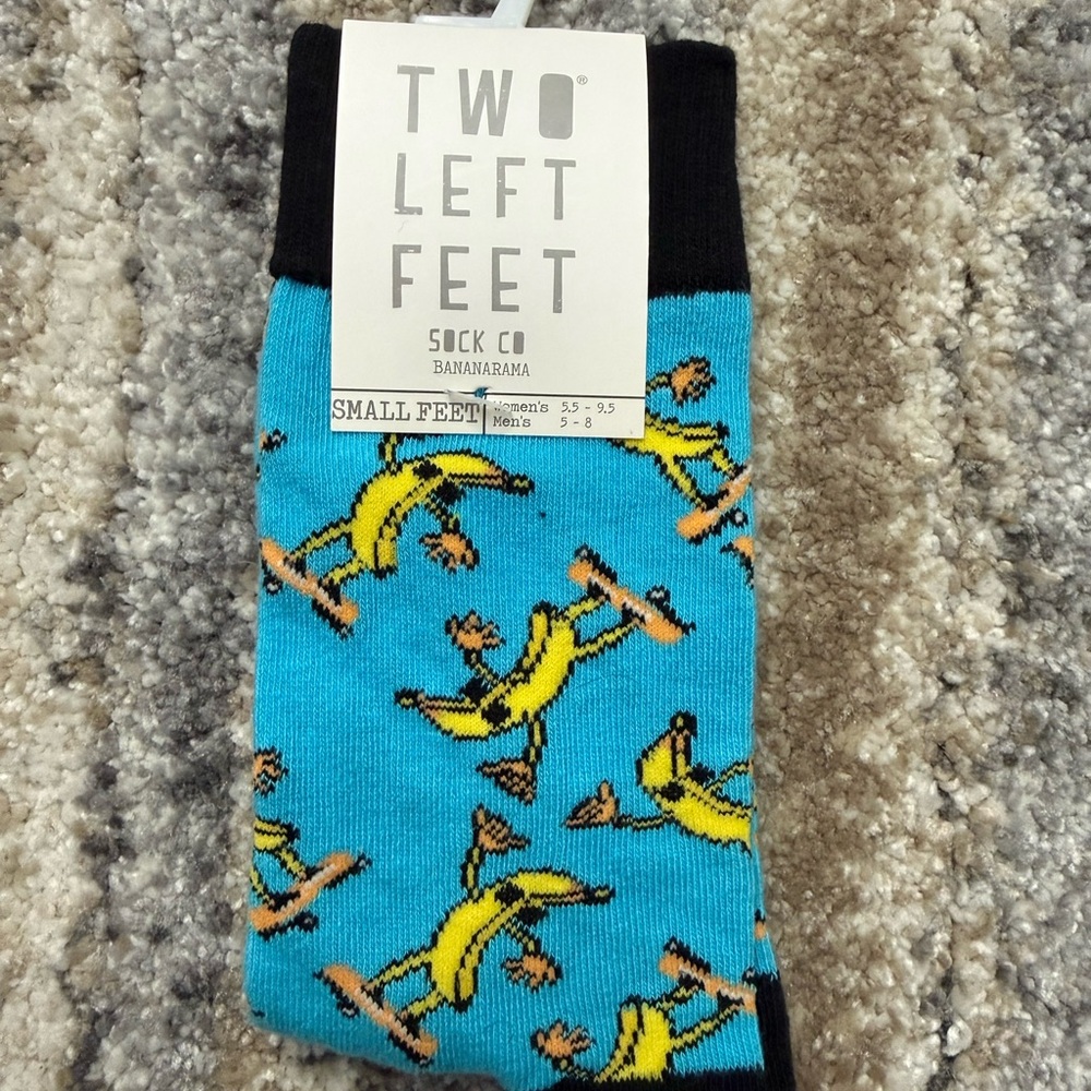 Two Left Feet Banana Print Casual Socks - Blue
